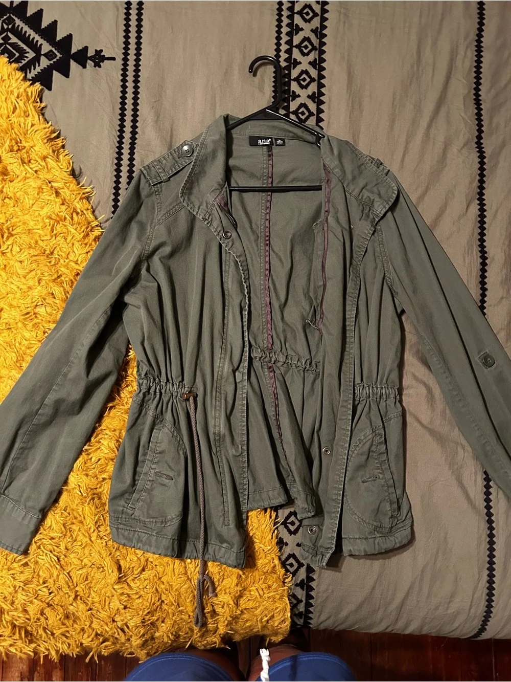 a.n.a Olive Utility Drawstring Jacket